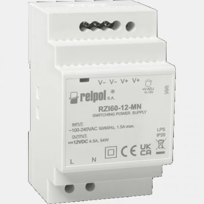 Zasilacz impulsowy 60W 230VAC 12VDC RZI60-12-M Relpol