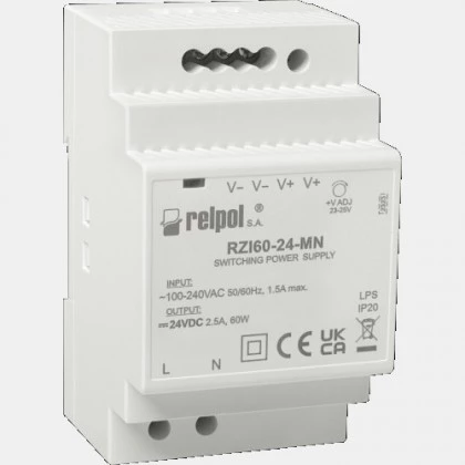Zasilacz impulsowy 60W 230VAC 24VDC RZI60-24-MN Relpol